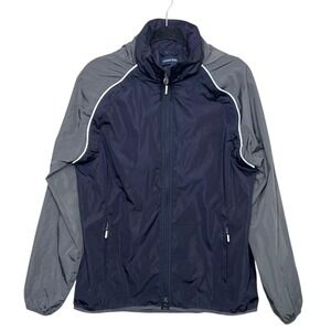 Lands End Convertible Jacket Mens Large‎ Detachable Sleeves Hooded Reflective